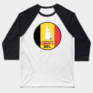laser class sailboat on flag Belgium Baseball T-Shirt